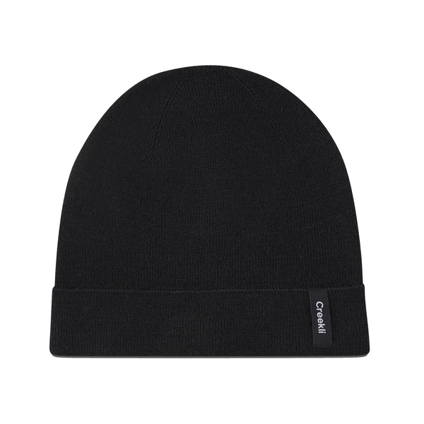 Cuffed Wool Winter Beanie – Unisex Skull Cap for Cold Weather - Black