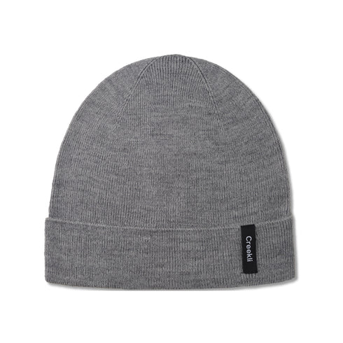 Cuffed Wool Winter Beanie – Unisex Skull Cap for Cold Weather - Grey Melange