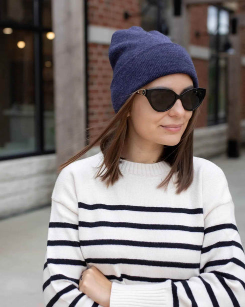 CS106 HAAKWEAR Traditional Silent Cuffed Beanie, Denim Blue