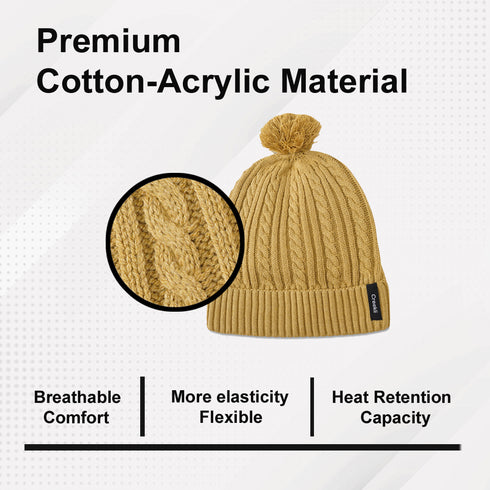 Women’s Winter Beanie Hat – Soft Knit with Pom Pom - Fennel Seed