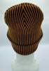 HAAKWEAR Cuffed Wide Ribbed Striped Beanie / Hat, Black / Orange, Limited Edition - Made in USA