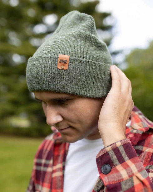 HAAKWEAR Knit Cuffed Classic Beanie / Hat - Forest Green, Made in USA