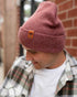 HAAKWEAR Knit Beanie - Cuffed Classic Hat in Rusty Burgundy, Made in USA