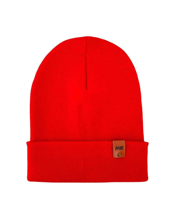 HAAKWEAR Knit Cuffed Classic Beanie / Hat - Scarlet Red, Made in USA