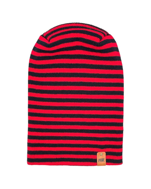 HAAKWEAR H Stitch RORO Cuffed Beanie (Patent Pending Design) Black / Red, Made in USA