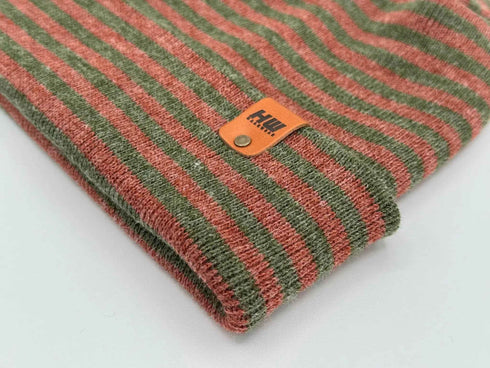 HAAKWEAR H Stitch RORO Cuffed Beanie (Patened Design) Burgundy / Green, Made in USA