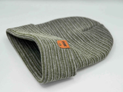 HAAKWEAR Traditional Contrast Cuffed Beanie / Hat - Gray / Green, Made in USA