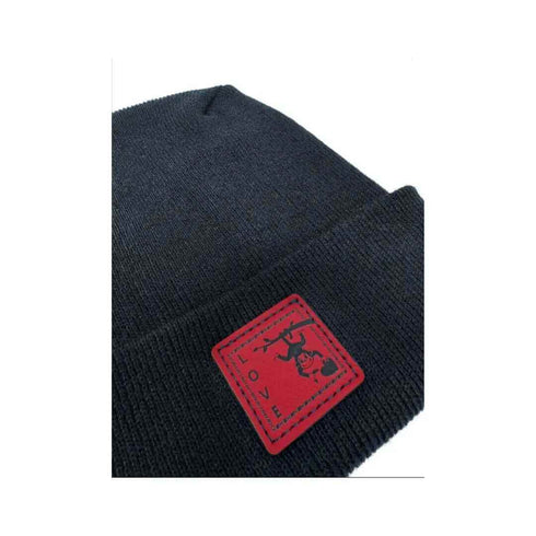 Haakwear Exclusive Love-Inspired H-Stitch Beanie – Limited Edition Black Hat with Love Monkey