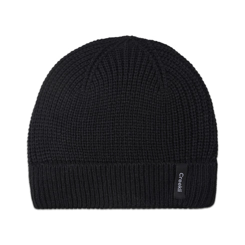 Cuffed Wool Winter Hats – Knitted Unisex Beanies for Men and Women - Black