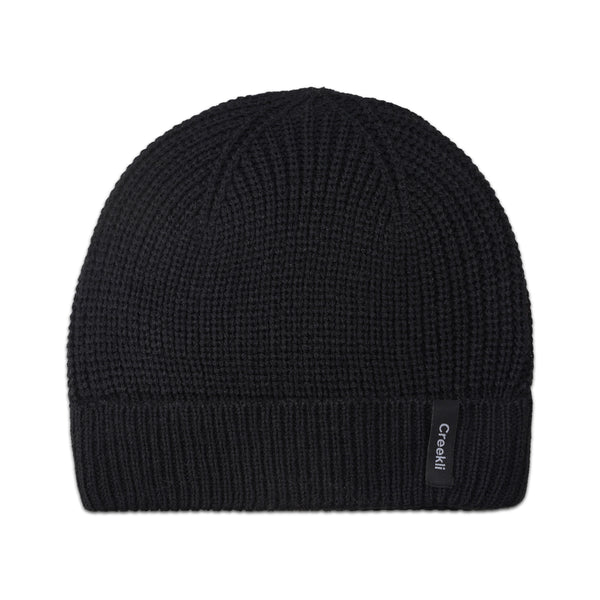 Cuffed Wool Winter Hats – Knitted Unisex Beanies for Men and Women - Black