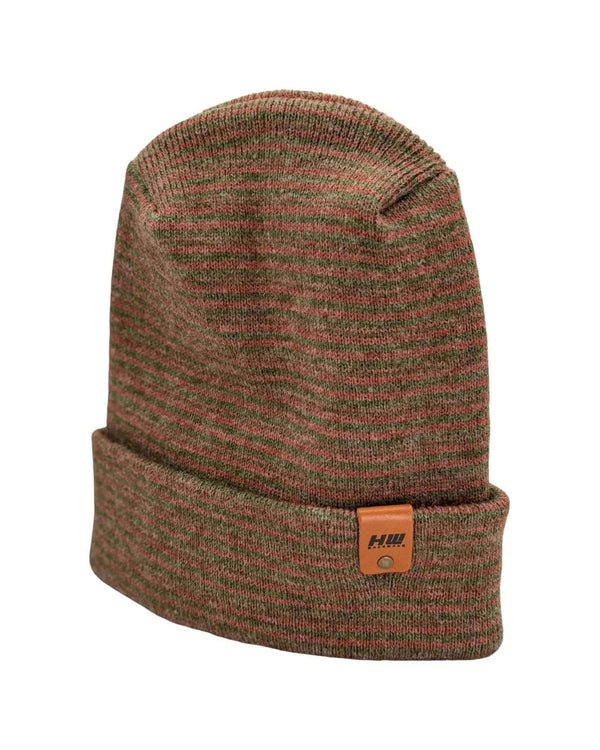 H-Stitch Contrast Cuffed Beanie – Burgundy/Green | Made in USA | Viral TikTok Winter Hat 2025