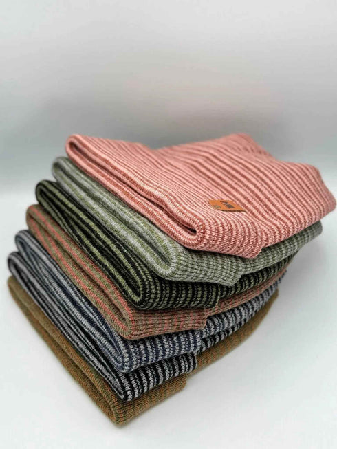 H-Stitch Contrast Cuffed Beanie – Gray/Green | Made in USA | Trending Designer Winter Hat 2025