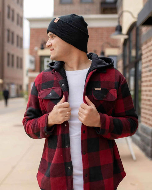 NEW HAAKWEAR H-Stitch Cuffed Beanie - Designed and Made in USA (Patented Design) - Charcoal Black