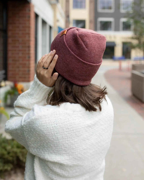 NEW HAAKWEAR H-Stitch Cuffed Beanie - Designed and Made in USA (Patented Design) - Rusty Burgundy