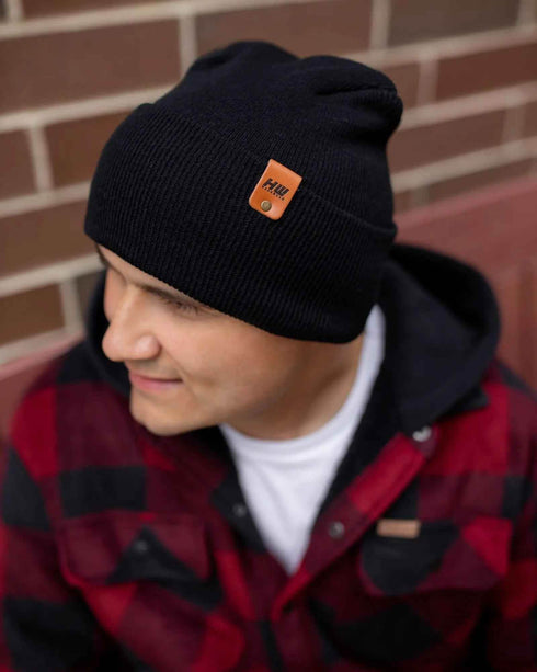 NEW HAAKWEAR H-Stitch Cuffed Beanie - Designed and Made in USA (Patented Design) - Midnight Black