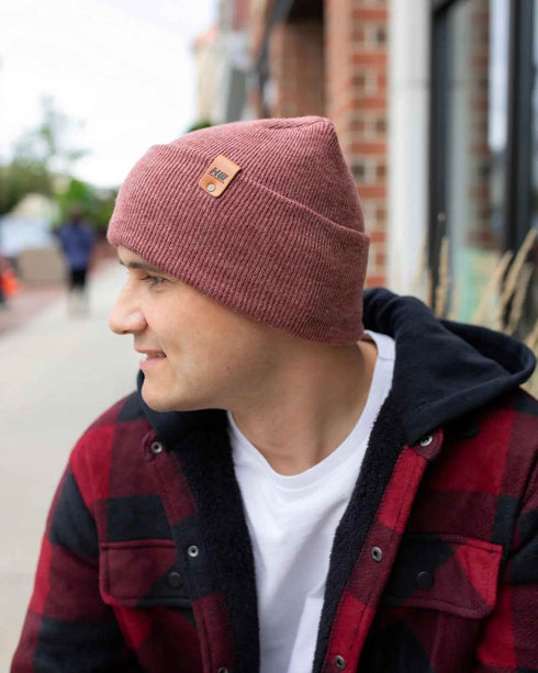 NEW HAAKWEAR H-Stitch Cuffed Beanie - Designed and Made in USA (Patented Design) - Rusty Burgundy