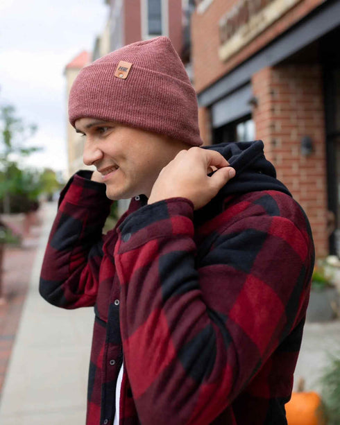 NEW HAAKWEAR H-Stitch Cuffed Beanie - Designed and Made in USA (Patented Design) - Rusty Burgundy